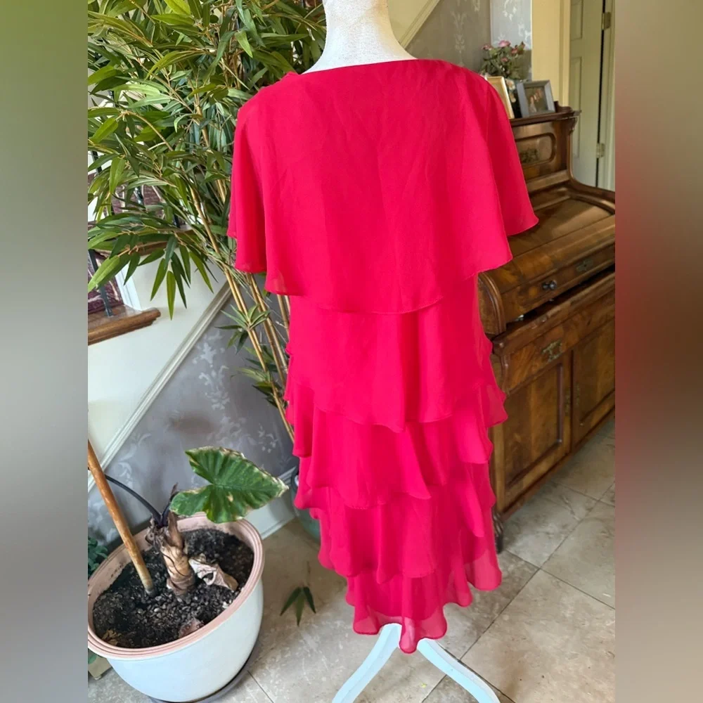 Coldwater Creek ladies fully lined ruffled layer dress size 16 excellent condi - Picture 12 of 16